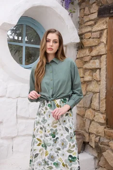 AS SS26  linen shirt + print dress collection high quality print linen and knitting cardigan woman outfit 1