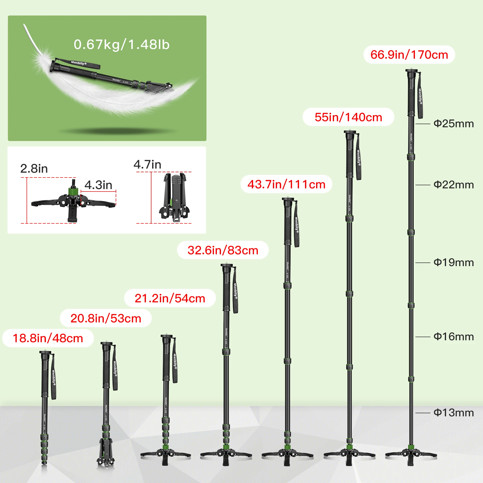 Monopiede Sirui Fotopro 163CM Treppiede Per Fotocamera In Fibra Di Carbonio Con Monopiede Testa A Sfera 360 1 Monopiede In Carbonio - Foto 6