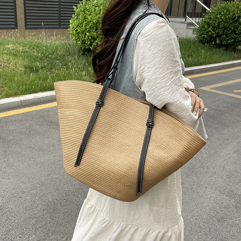 Large Straw Bag Beach Shopping Bags Luxury Designer Rattan Woven