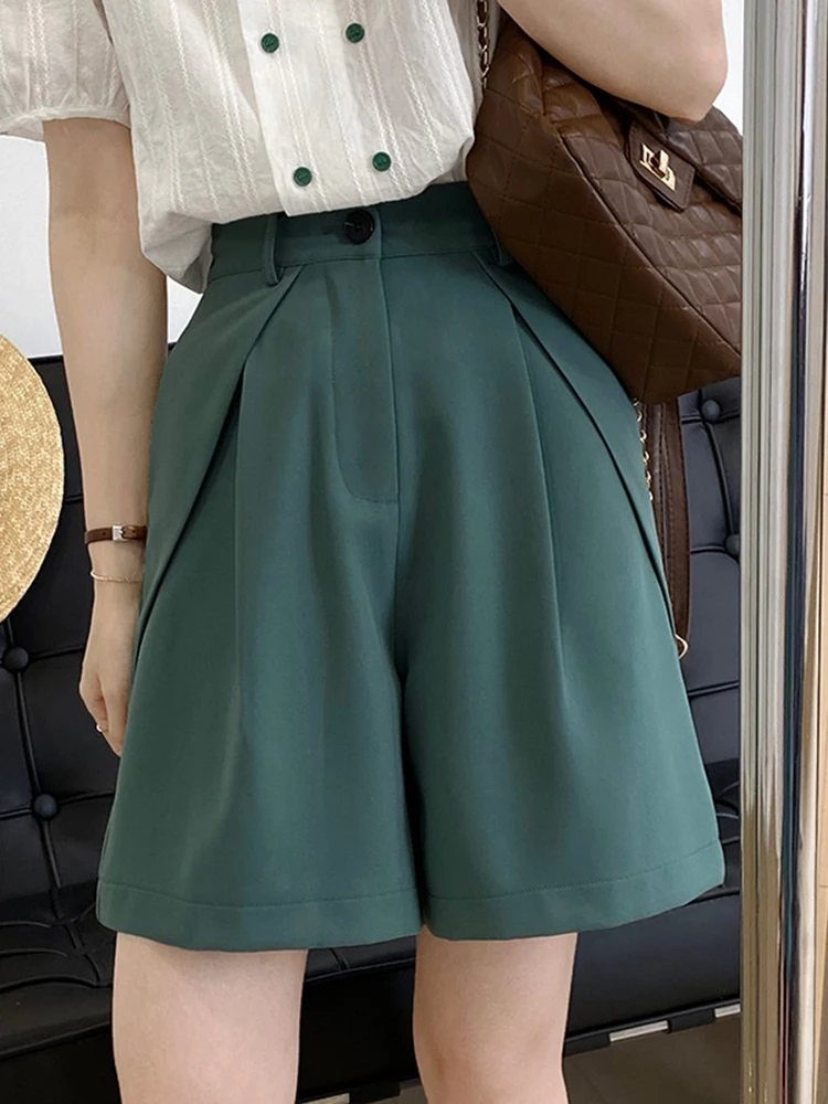 [LANMREM] Minimalism High Waist Suits Shorts For Women Solid Straight Office Lady Loose Clothing 2024 Summer New 26D8938