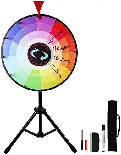 

Hooomyai 18 Inch Spin The Wheel with Stand Prize Wheel Height Adjustable 12 Slots Color Dry Erase Spin Wheel Spinner with Dry