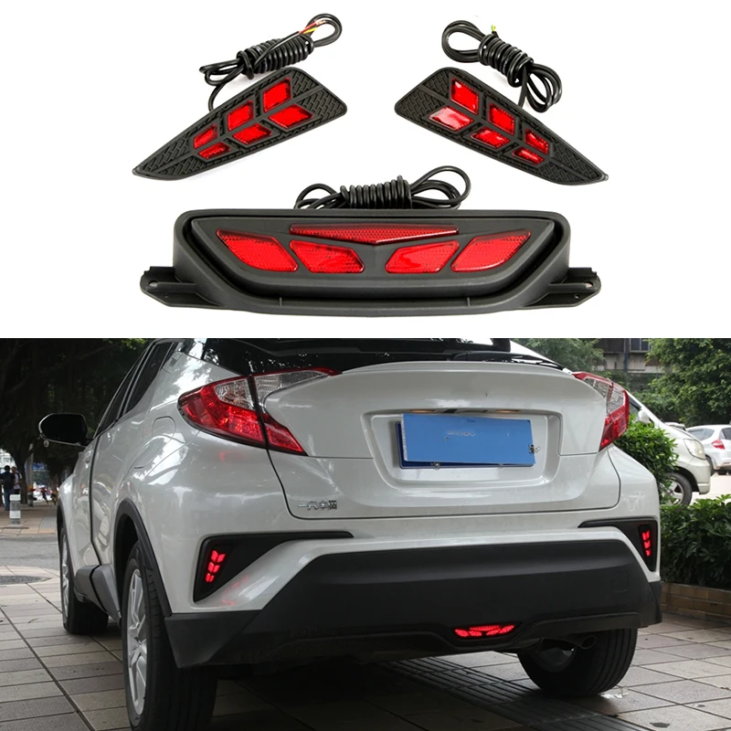 

LED Car Reflector Rear&Lower Bumper Tail Light Brake Lamp w/ Turn Signal Sets For Toyota C-HR CHR 2016 2017 2018 2019 2020 2021