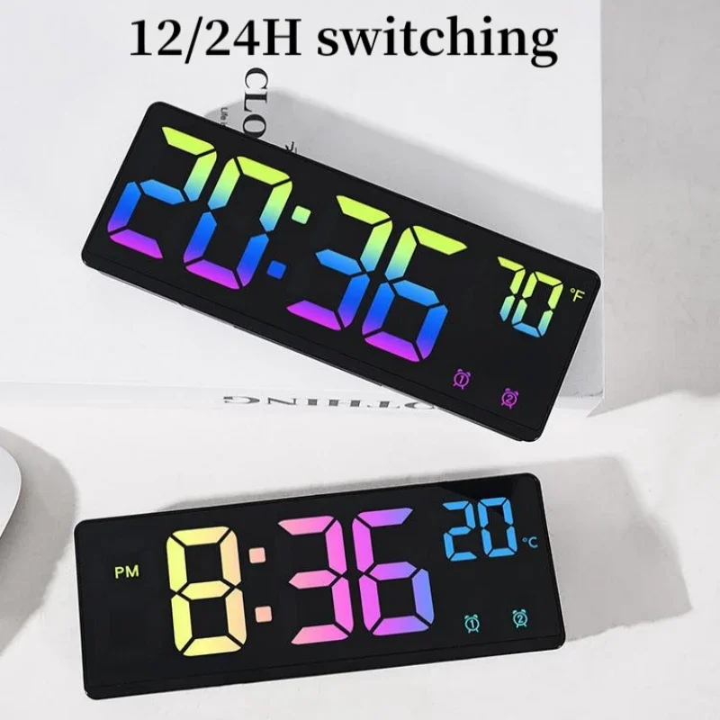 aboveClock Digitale Wekker, Houten Bedklok met Groot LCD-Achtergrondverlicht Display, Temperatuur, Sluimerfunctie, Helderheidsensor, 3 AAA-batterijen Vereist[Batterijen NIET Inbegrepen