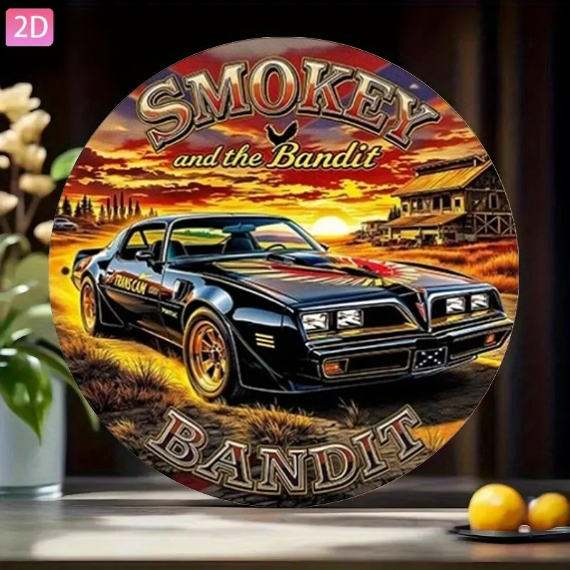 스모키와 밴디트(Smokey and Bandit) 레트로 스포츠카 알루미늄 벽 장식판(정원, 주방, 방, 야외, 차고, 카페, 레스토랑 및 예술 장)