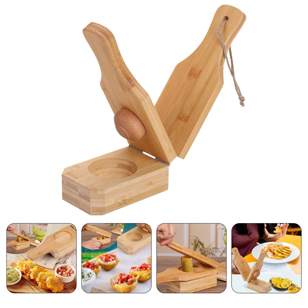 

Tortilla Tostones Maker Plantain Weight Press Smasher Wooden Cup Tool Cooking