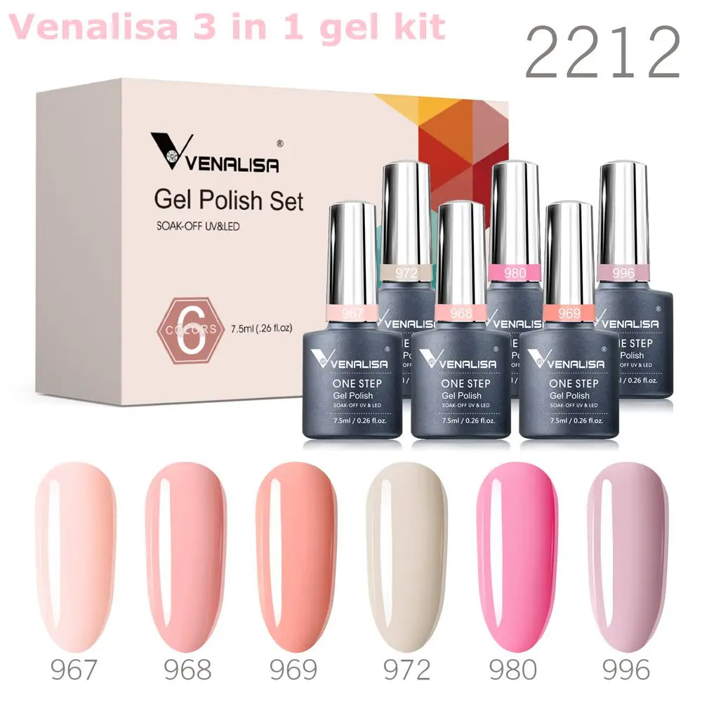 6pcs Venalisa Gel Nail Polish One Step 3 in 1 Color Varnish