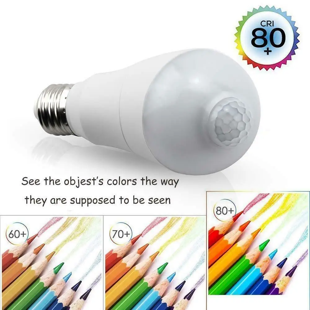 모션 센서가 있는 전구, 황혼에서 새벽까지 자동 켜기/끄기 LED 야간 조명, 인간 유도, 7W, 9W, E27, E26, B22 감지기, 85-265V