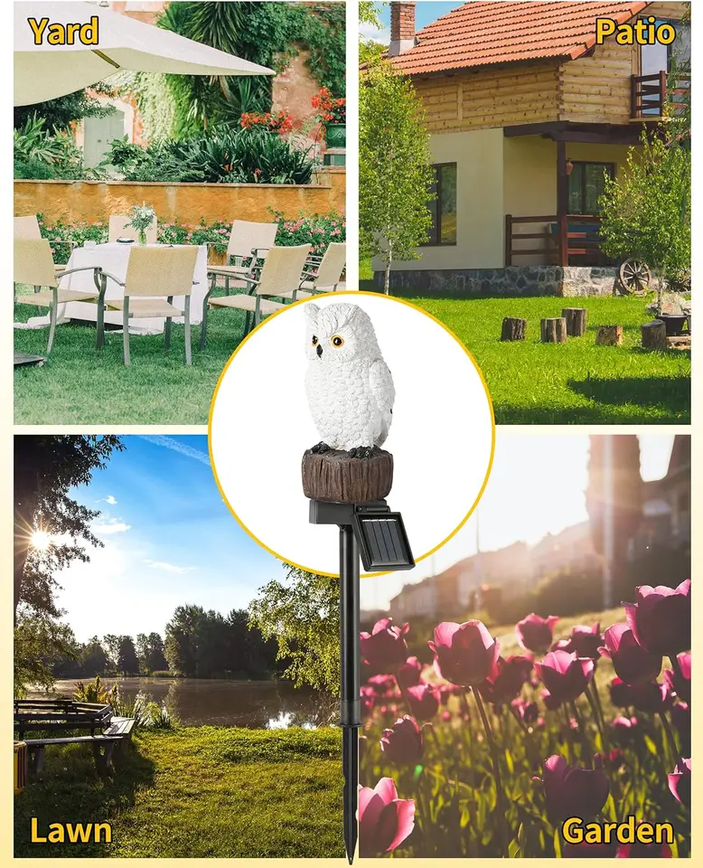 Luci solari da giardino, statuetta di animali in resina, statuette da cortile, decorazione per esterni, lanterna solare per esterni e interni