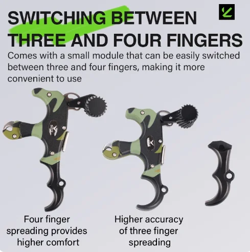 Compound Bow Release, 3/4Finger Grip Thumb Caliper