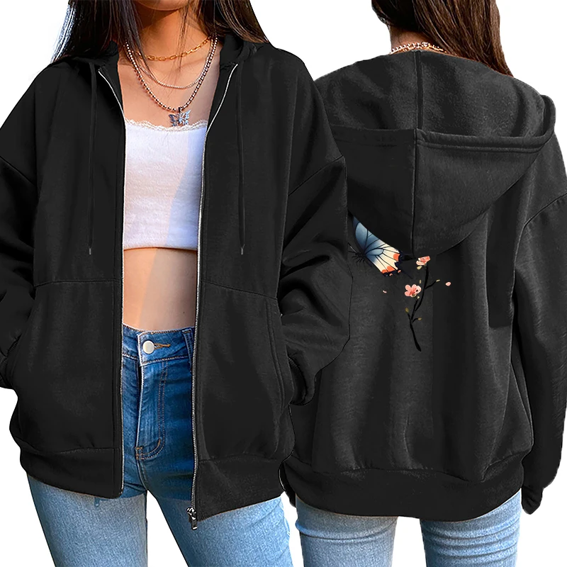 Description Picture 5 of itemWomens Hoodie Coat Printing Hot Sales Fashion Zipper Tops Sports Sweatshirt Casual Jogging Woman Coat Clothing Streetwear Summer