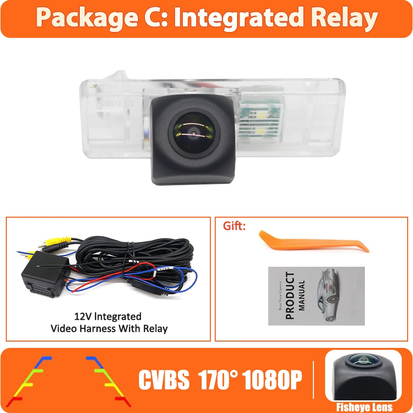 Parkeerhulp Ahd 1080P Auto Remlicht Achteruitrijcamera Reverse Camera Voor Citroen Voor Jumpy Voor Peugeot Voor Expert 2007-2016 Parkeercamera(Black lens