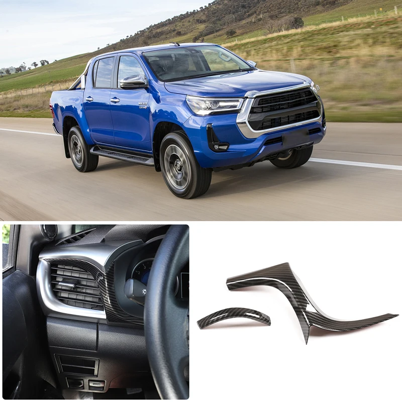 

Для 2015-2021 Toyota Hilux ABS углеродное волокно автомобильная сторона воздуховыпускного отверстия Обложка Наклейка украшение автомобиля аксессуар...