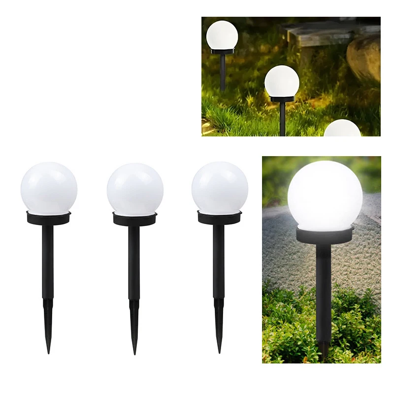 KDULIT 1/3/6Pack Solar Garden Round Ball Bulb Light LED Outdoor Waterproof Landscape Lawn Light Ground Lamp Garden Decorative