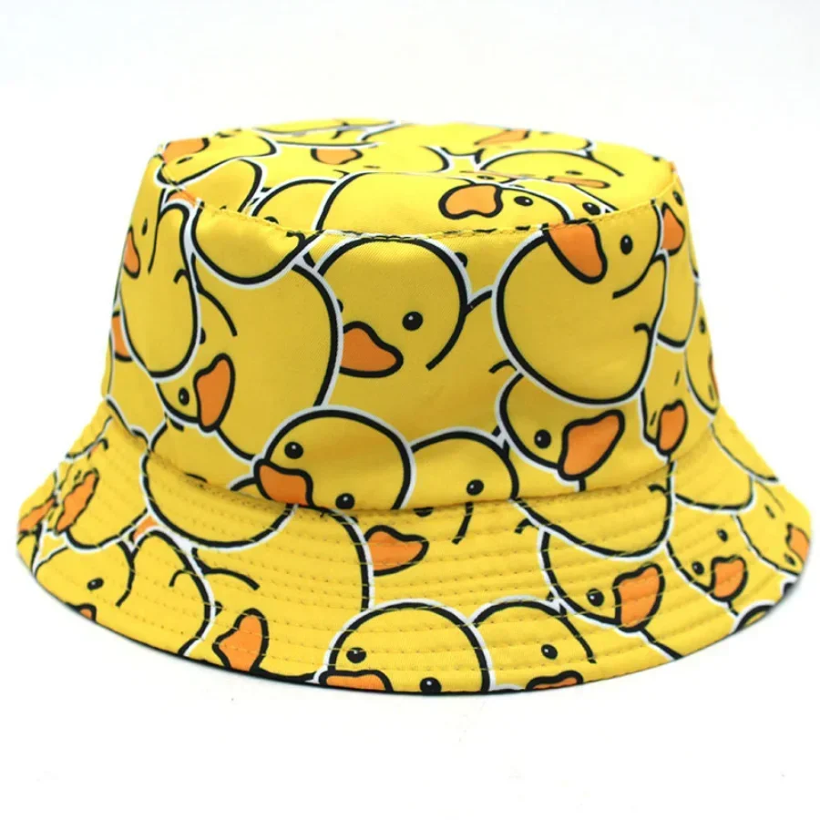 Summer Sun Hat Reversible Yellow Duck Bucket Hat For Men Women Cotton Bob Panama Girls Beach Travel Outdoor Fisherman