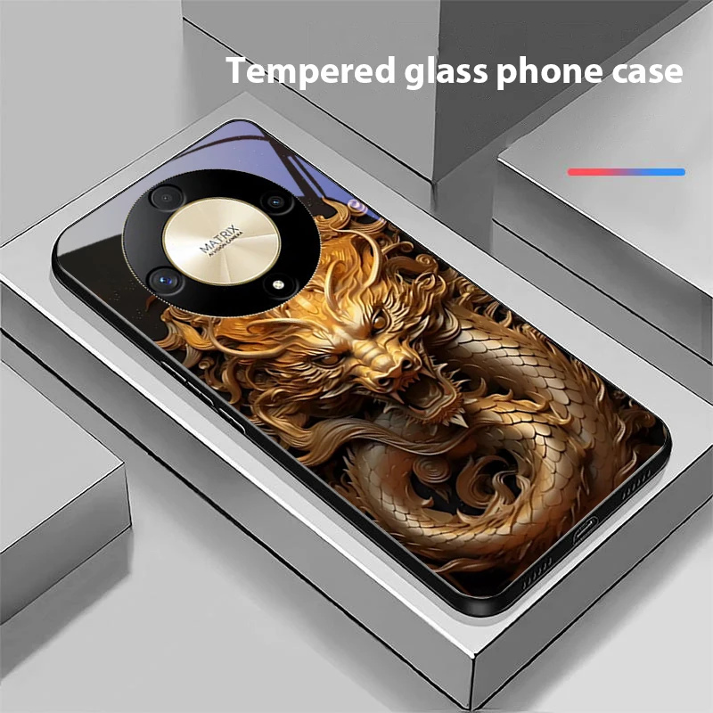 Chinese Wind Dragon Tempered Glass Phone Case