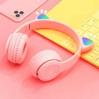 Gaming Headset Glow Light Bluetooth-Compatible Helmets Stereo Bass Over-Ear Headsets Cute Sports Headphones for Kids and Adult