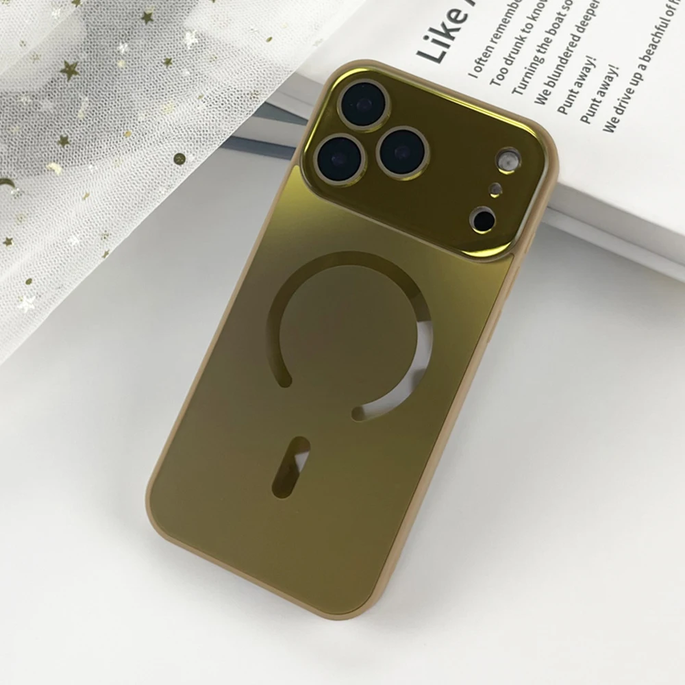 Luxury Laser Matte Glass Phone Case with Full Lens Protection and MagSafe Compatibility