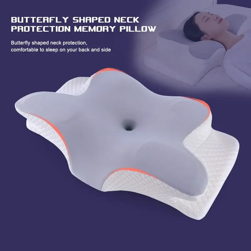 Memory Foam Pillows Butterfly Shaped Relaxing Cervical Slow Rebound Neck Pillow Pain Relief Sleeping Orthopedic Pillow Beding 5