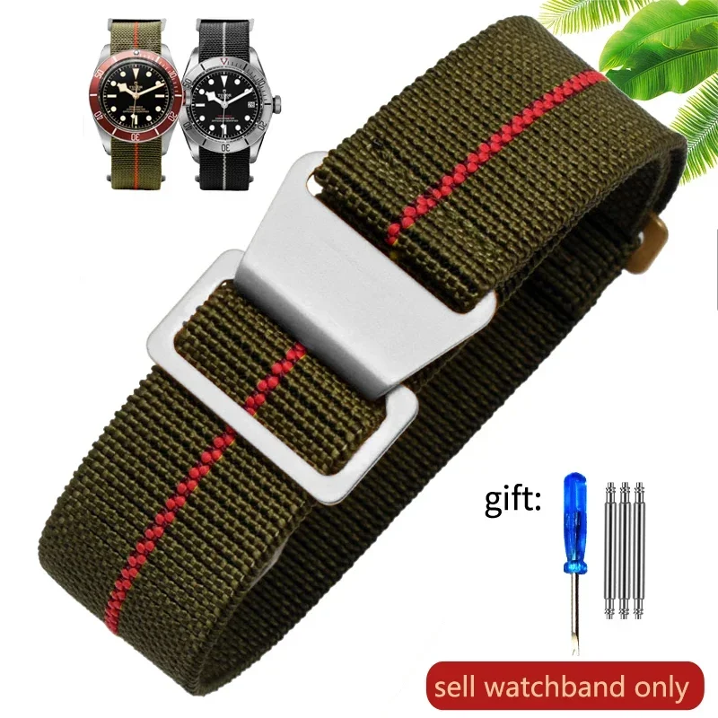 Vintage-Style French Parachute Elastic Nylon Watch Strap – Universal Men's Smartwatch Wristband (Classic 60s Inspired Design)