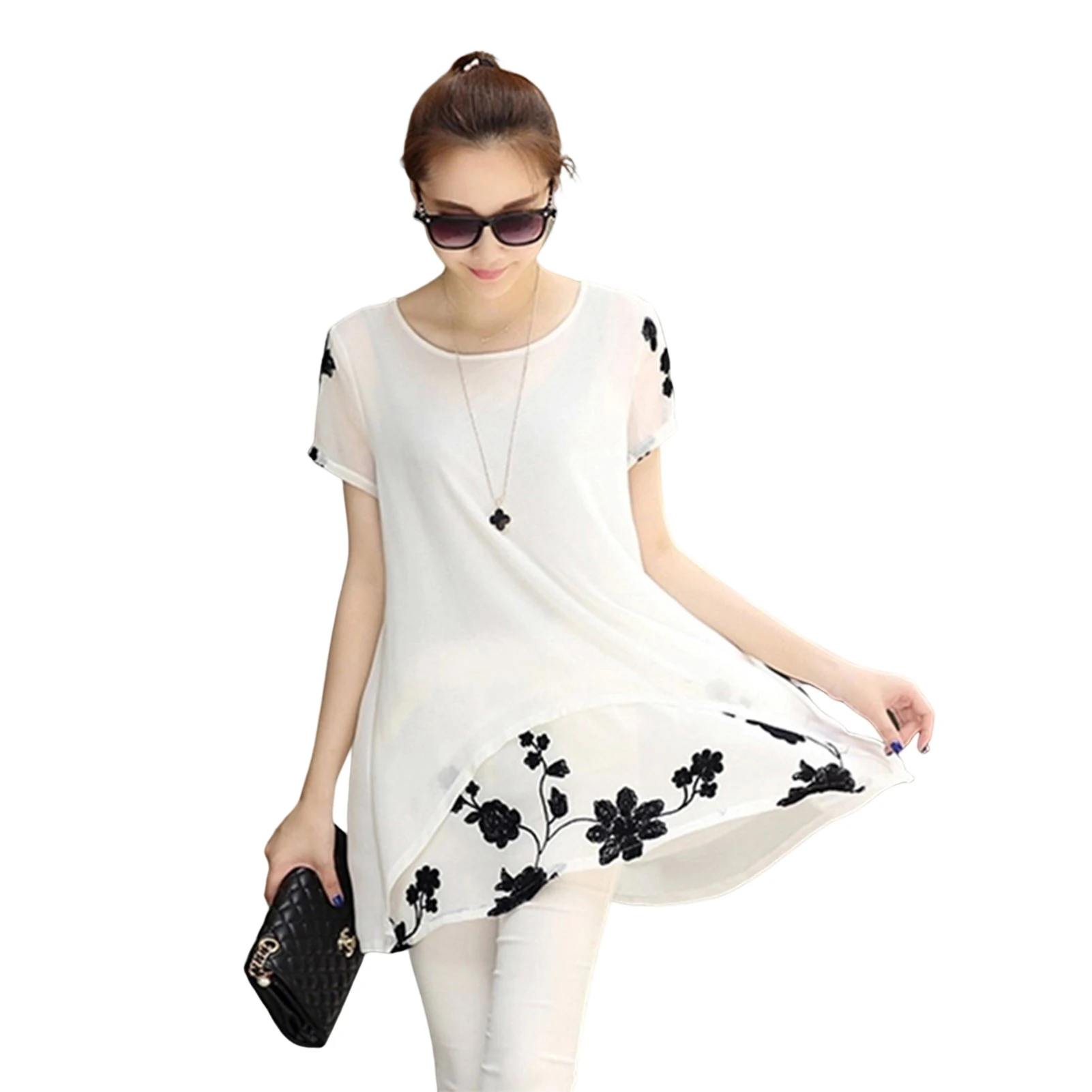 

Women's Chiffon Shirt Loose Embroidered Chiffon Shirt Gift For Women