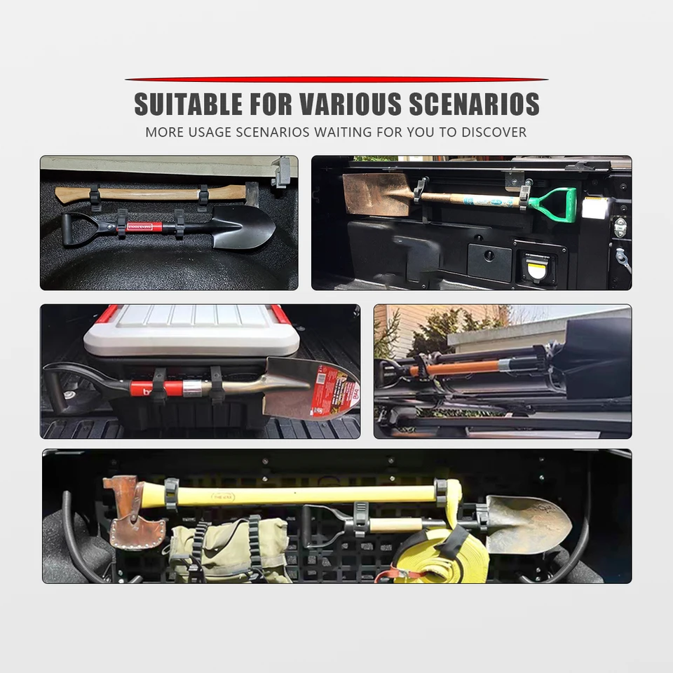 Kit De Montage Avec Pince En Caoutchouc Métallique, Support Pelle Pour Galerie Toit, à Dégagement Rapide