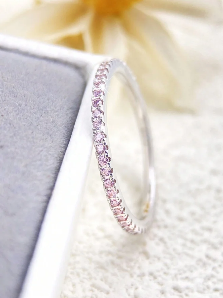 Sterling Silver Zircon Ring - Elegant Shimmer for Women, Engagement & Wedding Luxury Jewelry