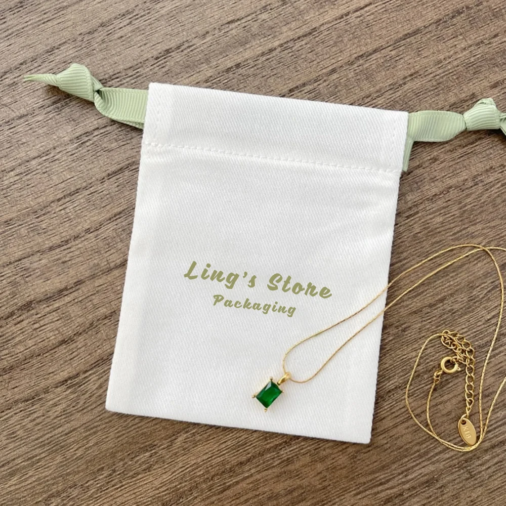 50/100 Stück personalisierte Logo-Schmuckbeutel aus dicker Baumwolle mit Kordelzug, Musselin-Bandbeutel, Geschenktasche, Hochzeitsgeschenke für Gäste, Party – Detail 4