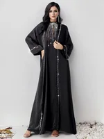 Abaya – ensemble musulmans de luxe pour femmes, 2 pièces, robe de soirée en diamants, Kimono Jalabiya, robe de mariée, Kaftan Kebaya Ramadan 4