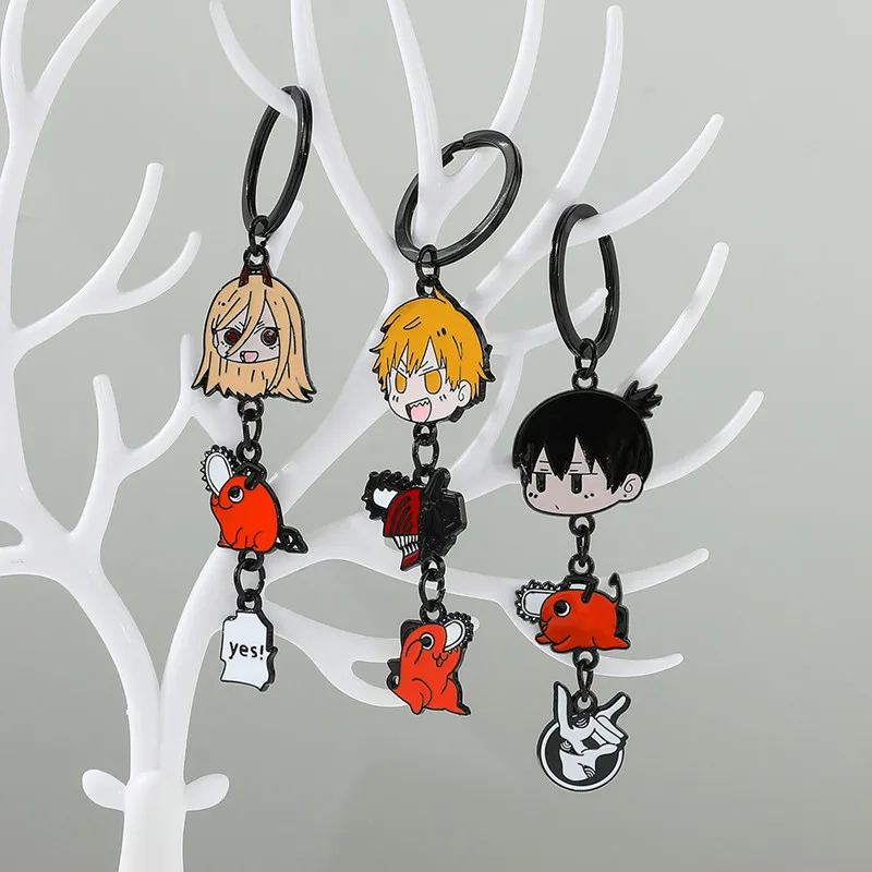 

Chainsaw Man Anime Keychain Cartoon Cosplay Pochita Denji Figure Metal Toys Cartoon Keyring Gift Toys Men Women Metal Accessory