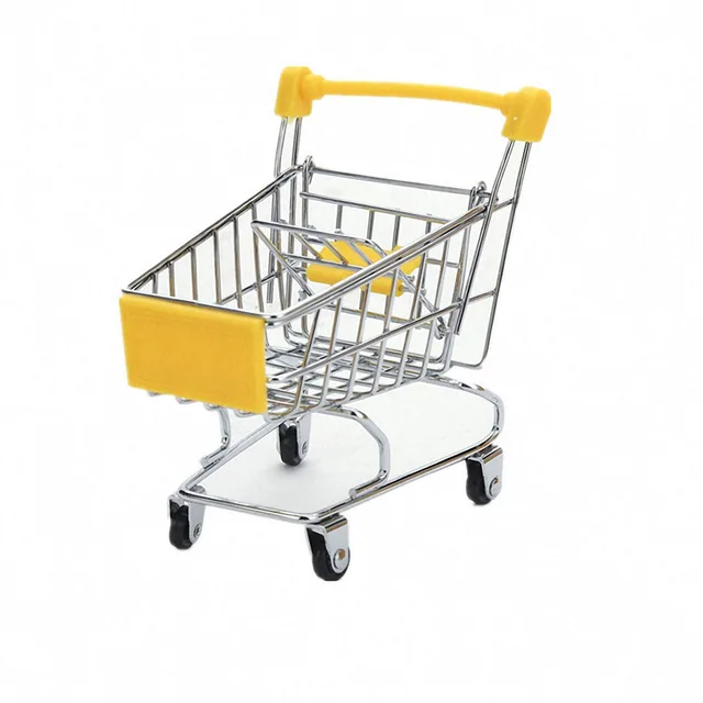 Mini Shopping Cart Kids Toys Simulation Supermarket Hand Trolleys Pretend Play Toy Kids Room Desktop Storage Basket Kids Toy 6