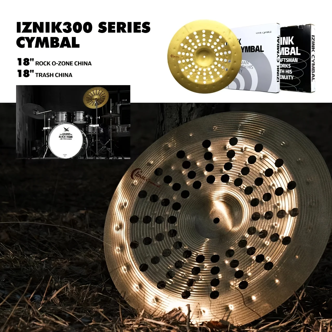 JBK Drums 18-Inch Titanium Alloy Trash Crash Cymbal, O-Zone Series