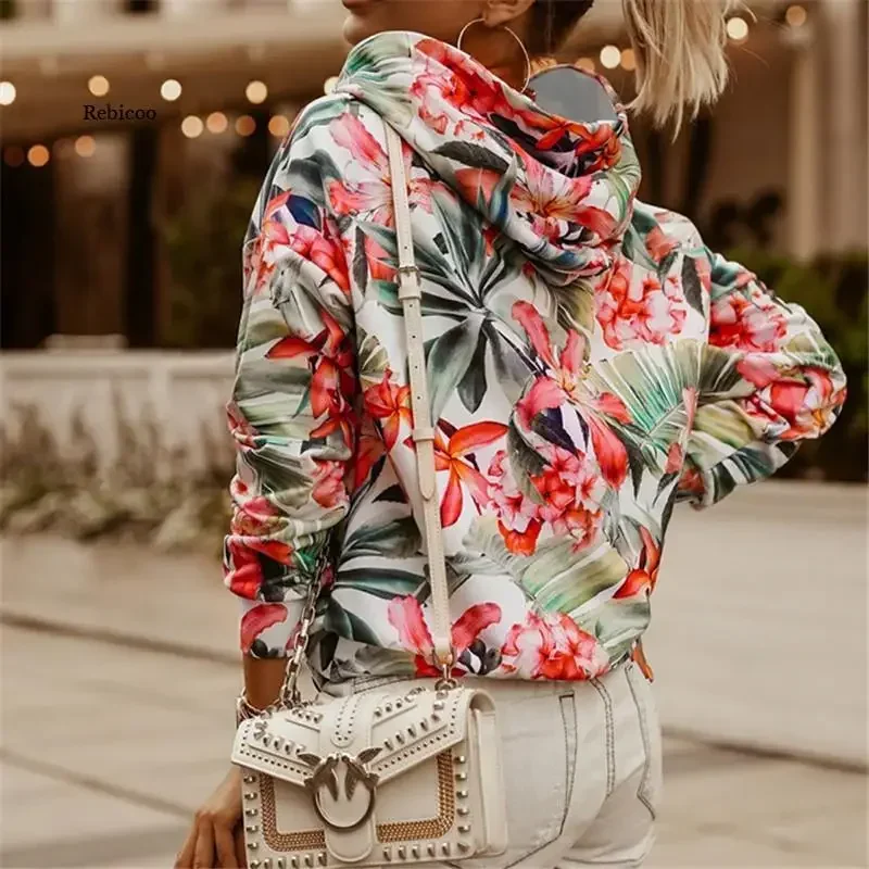 Women Sweatshirt Cactus Banana Leaf Bird Ice Cream Print Hooded Pullover Casual Harajuku Personality Loose Autumn Jumper Hoodies
