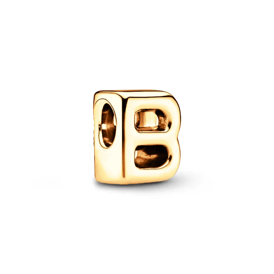 Gold Plated Polished Letter A-Z Alphabet Charm Bead Fit Original Silver 925 Pandora Bracelet Necklace DIY Jewelry Women