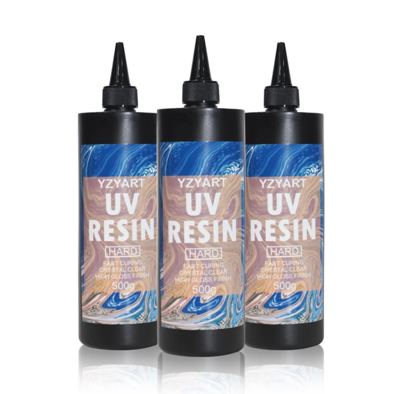 YZYART UV Resin 500g Upgrade Ultraviolet Curing Crystal Clear UV Resin Hard Resin Non-Yellowing for DIY Jewelry Making