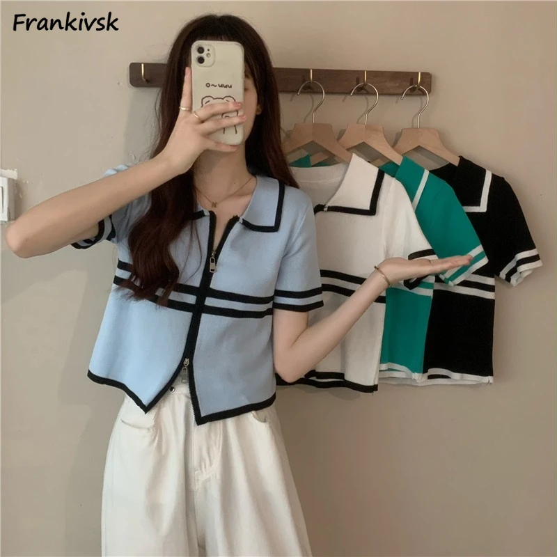 

Кардиган женский полосатый на молнии, приталенный Простой повседневный стильный популярный в японском стиле, в хипстерском стиле, на весну-лето