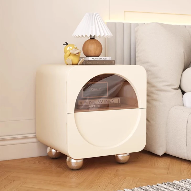 

Minimalist Kawaii Nightstands Makeup Storage Narrow White Bedside Table Small Space Storage Box Nachttisch Bedroom Furniture