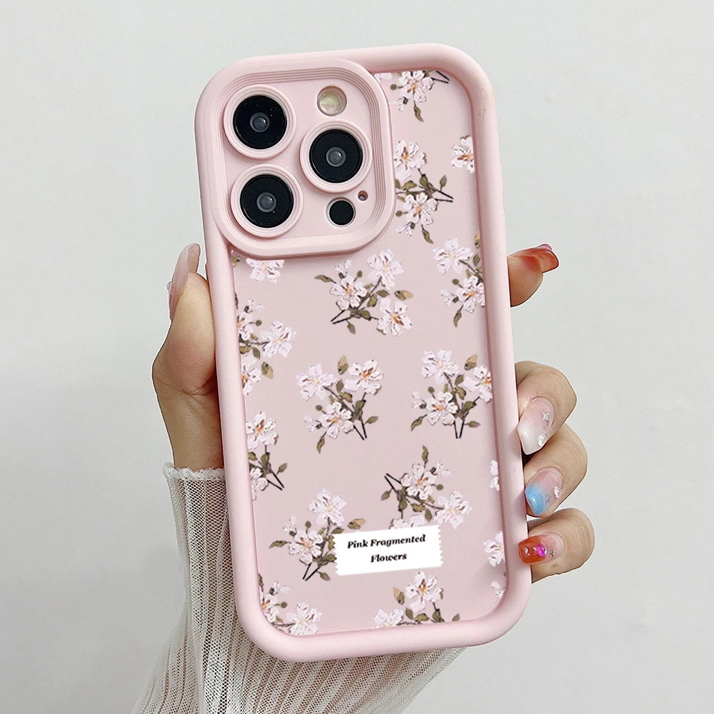 Wrist Chain Soft TPU Phone Case with Floral Lanyard Strap & Protective Back Cover