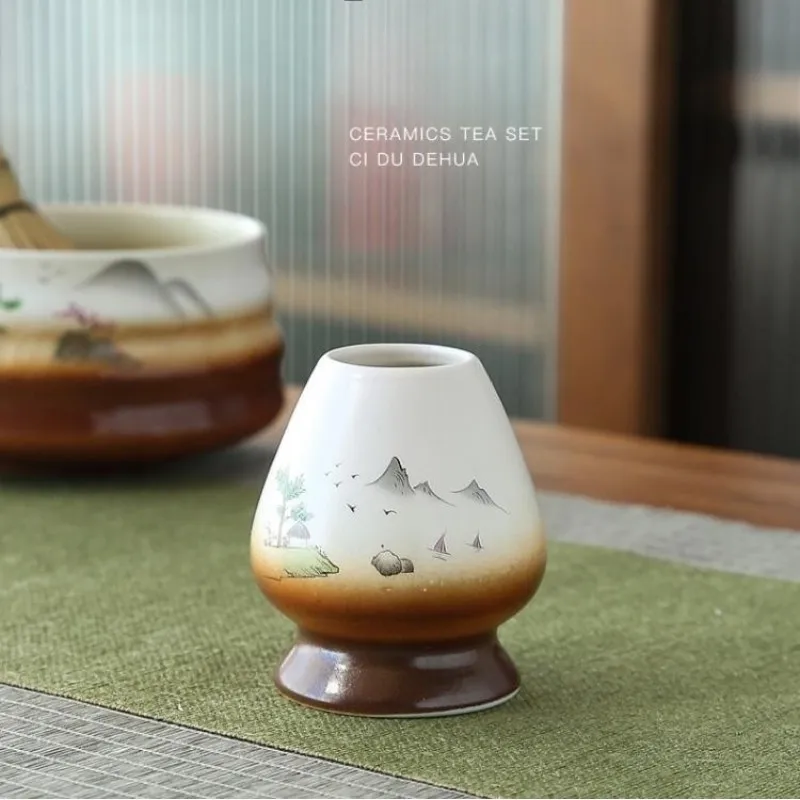 Matcha Tea Set Matcha Tea Tools Tea Ceremony Tools Tea Set Japanese Matcha Whisk Stand Tea Ceremony Matcha Bowl Chasen Stand Kitchen Dining Room Ceramic Tea Bowl Whisk Holder