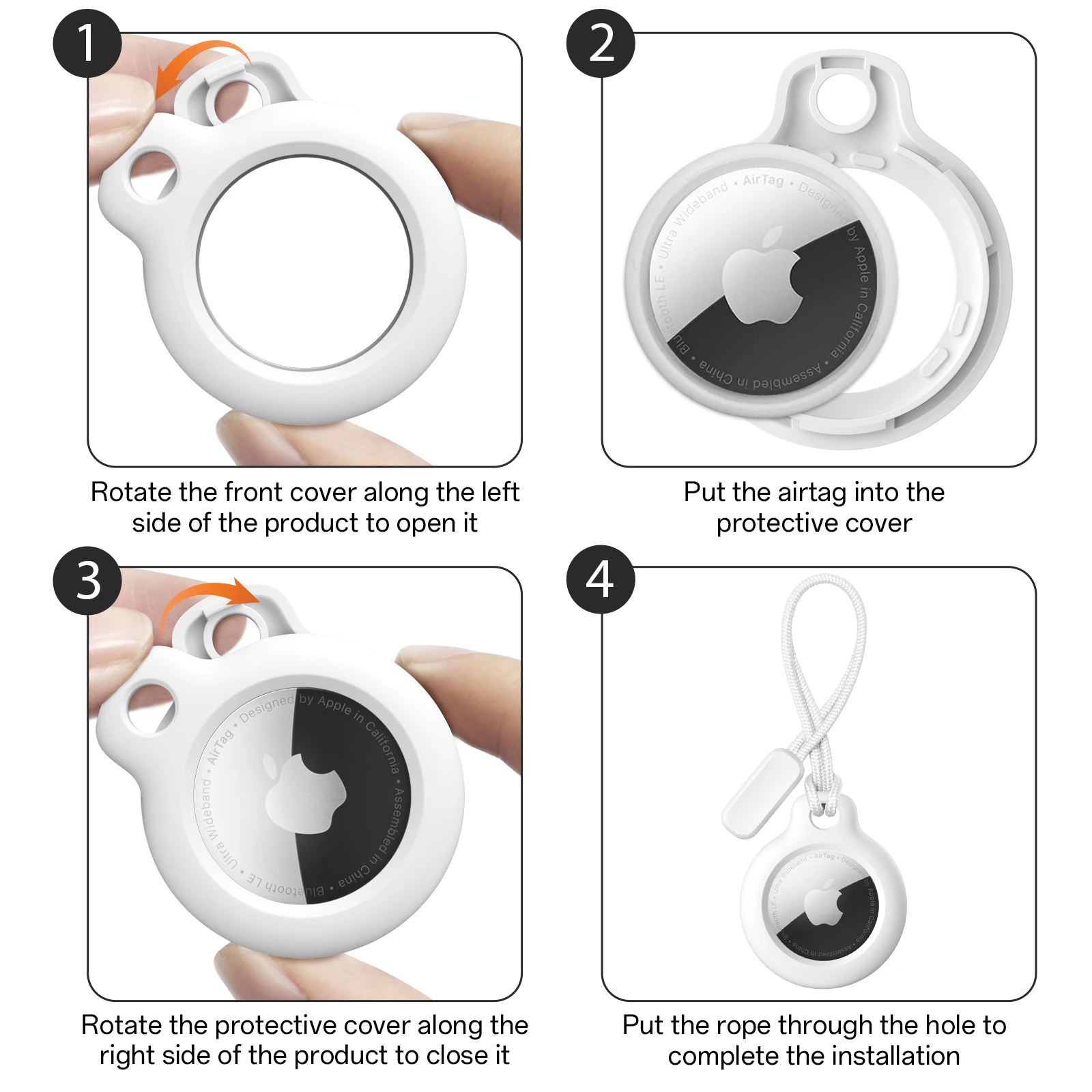 Apple AirTag Holder with Keychain: Protective Hard Shell Case, Anti-Drop Design