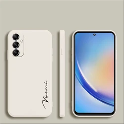 Customized Personalized Luxury Soft Liquid Silicone Case Cover with Initials - A33 5G (Beige White)