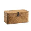 1PCS Wicker Storage Baskets Lids Rectangular Woven Shelf Baskets Rattan Storage Bins Laundry Hamper Magazine Basket Narrow 5
