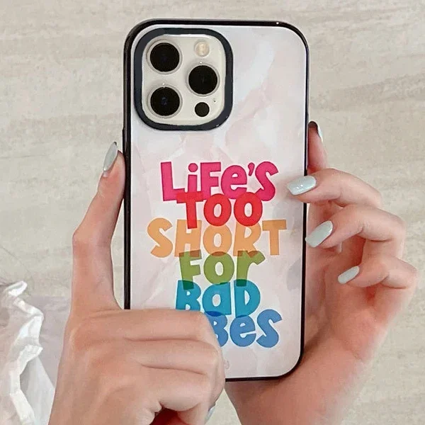 2.0 Version Acrylic Upgrade Border Colorful Letters Phone Case Cover for IPhone 11 12 13 14 15 Pro Max Case for IPhone 15 Pro