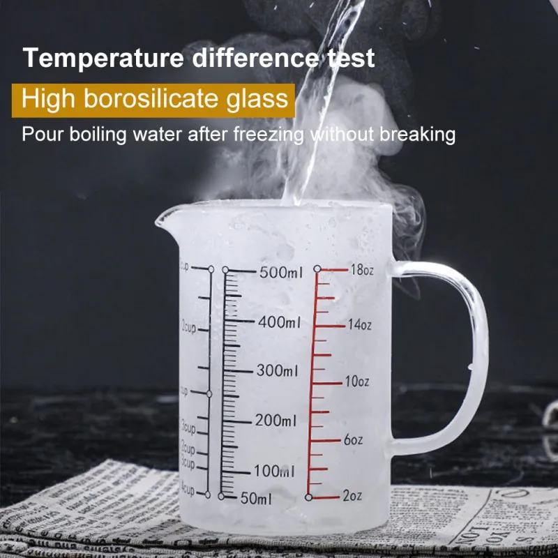 400/500/600/1000ml High Borosilicate Glass Measuring Cup Kitchen Graduated  Oil Pot With Lid V-Mouth Glass Cup With Handle - AliExpress