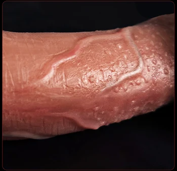 Strong Male Sliding Foreskin Big Dildo Skin Feel Suction Cup Thick Cock Anal Adult Toy for Men Women Gay Double Silicone Penis 5