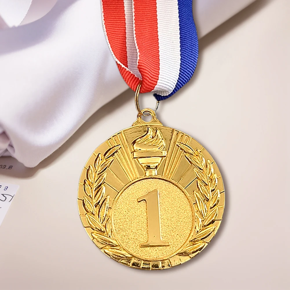5cm Gold/Silver/Bronze Medal Award Medals with Neck Ribbon Metal Winner Medals Competition for Marathon Ball Games