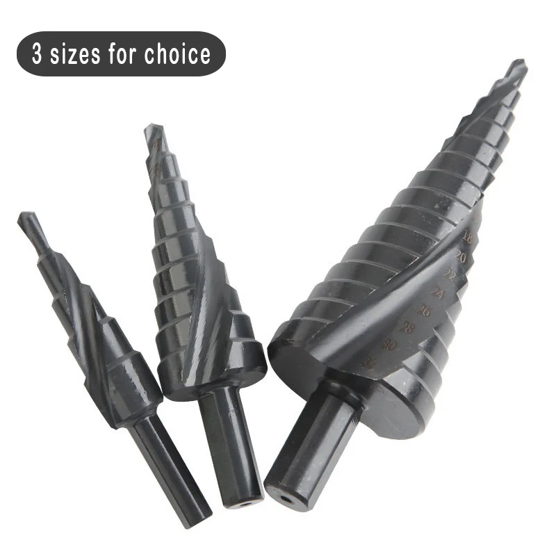 4-12mm 4-20mm 4-32MM HSS Cobalt Step Drill Bit Nitrogen High Speed Steel Spiral For Metal Cone Triangle Shank Hole Bit