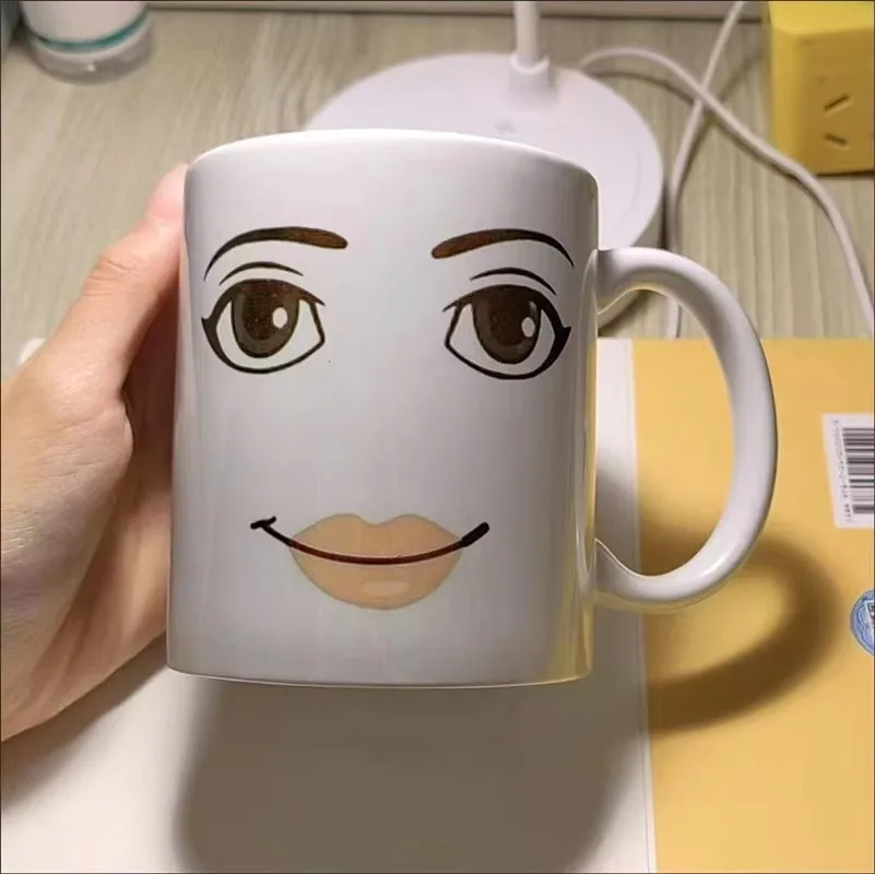 Cute Ceramic Mug – smile cartoon mug styled as a gift with coffee and home decor