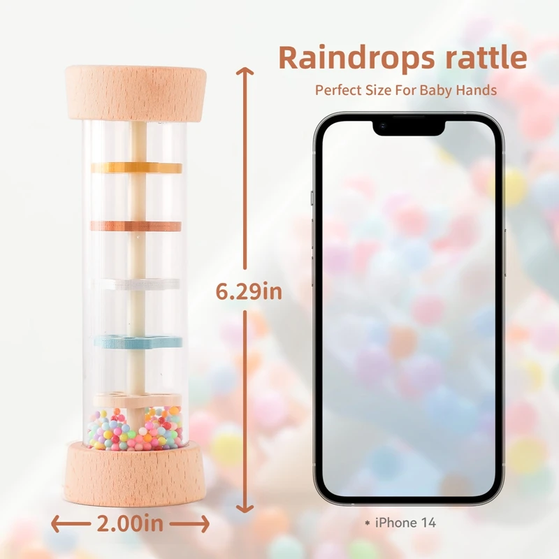 Montessori Baby Rain Stick Rainbow Hourglass Rain Music Rattle Baby Educational Toy Rainmaker Montessori Sensory Toys for Kids 5