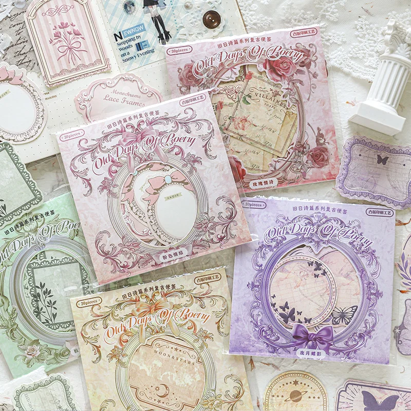 Yoofun 20pcs/lot Vintage Memo Pads Scrapbooking Decorative Material Paper Collage Background Paper Journaling Diary Planner 2