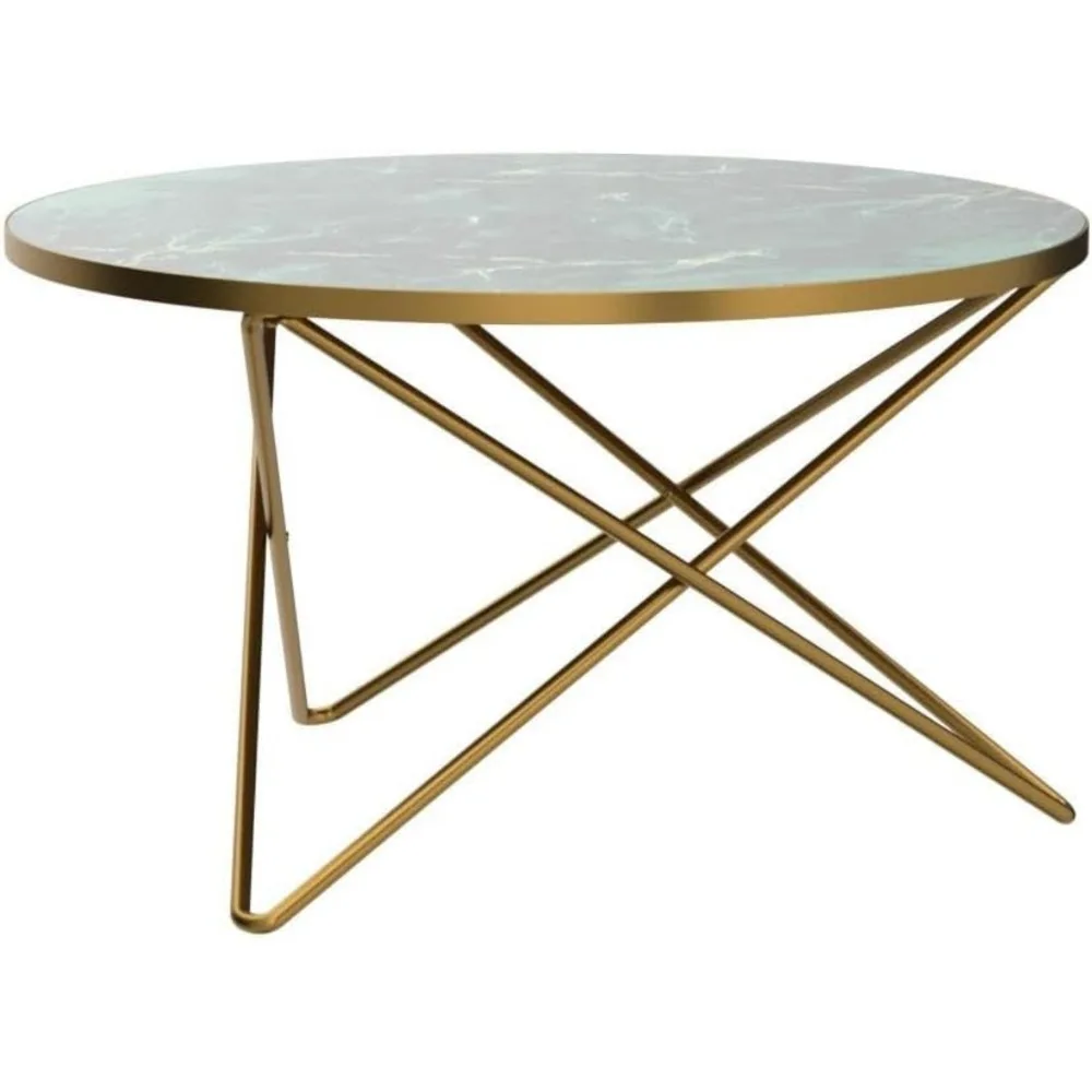 Round Coffee Table with Green Faux Marble Top 6